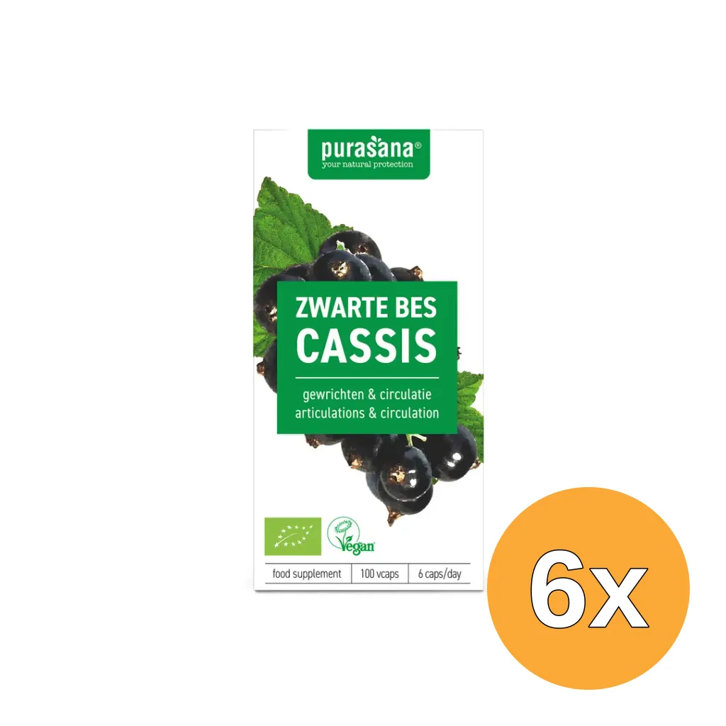 6x Purasana Zwarte Bes 300 Mg Bio (100 vega capsules)