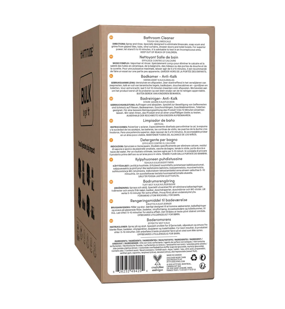 Attitude Nature+ Bulk2Go Badkamerreiniger Citrus Zest (2000 ml) - image 2