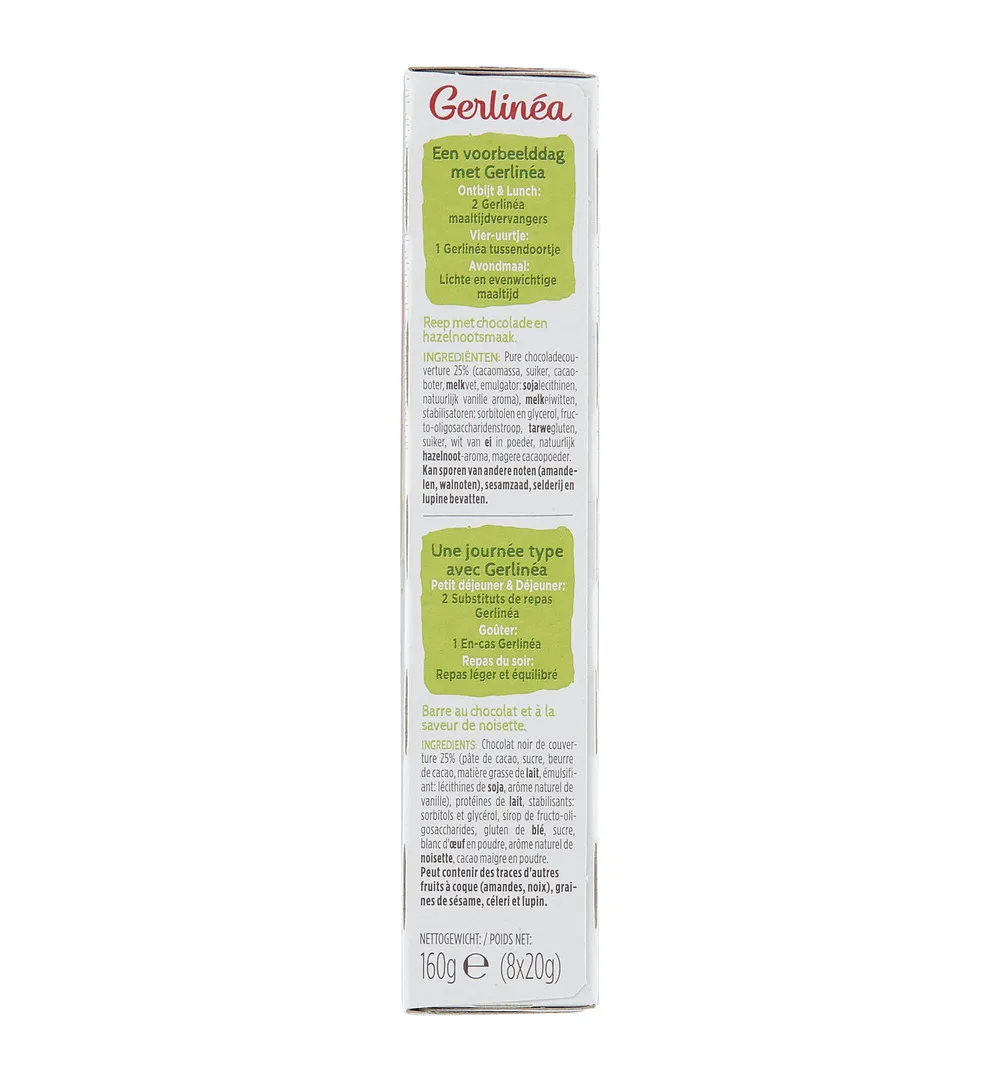 Gerlinéa Snackrepen Chocolade & Hazelnoot Smaak (8 X 20 gr) - image 2